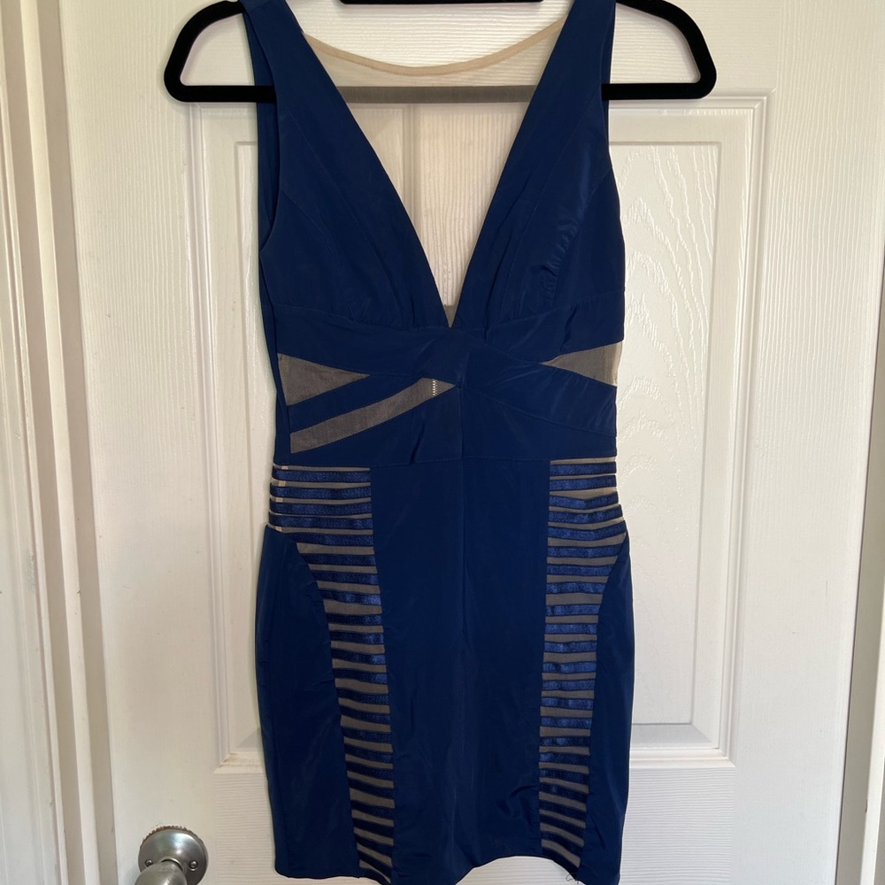 Caribbean Queen Blue and Silver Backless Dress